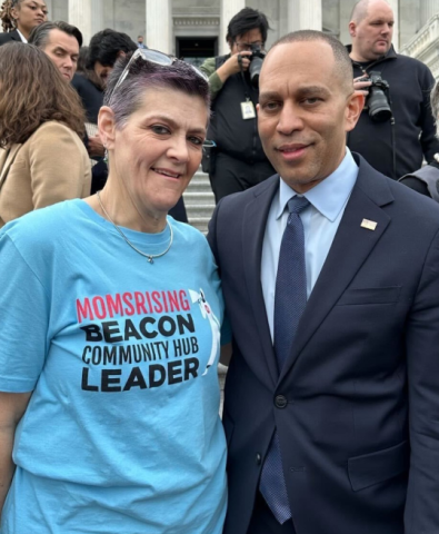 MaryBeth poses with Leader Jeffries on the Capitol steps