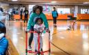 Mom and child roller skating