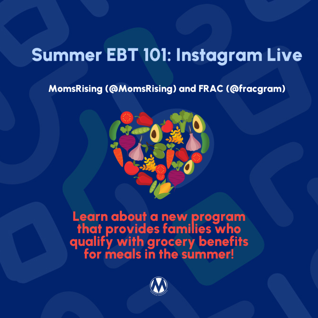 A graphic with a heart made of fruits and vegetables with the title "Summer EBT 101: Instagram Live"